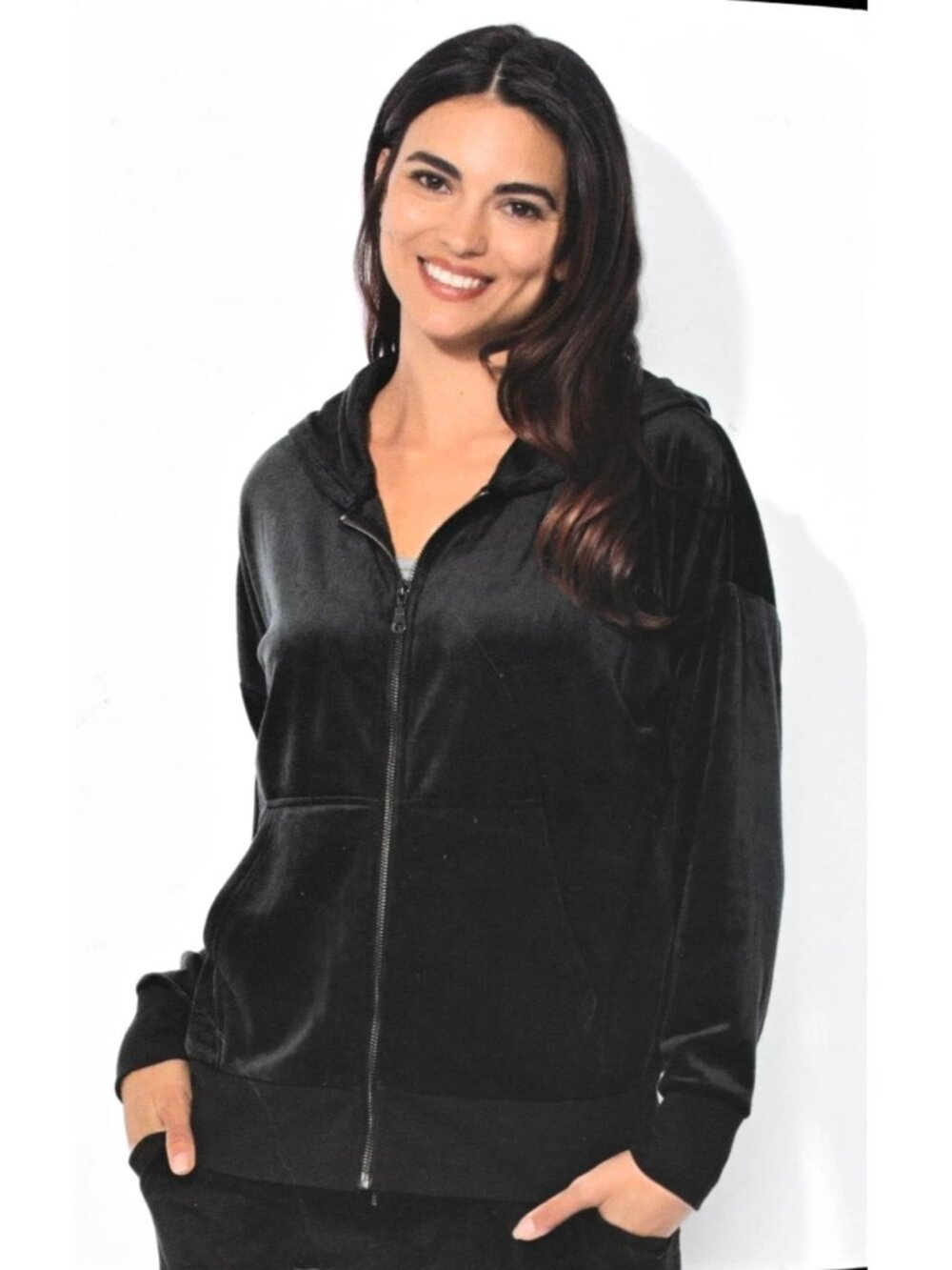 Velour Hoodie & Jogger Set By Felina XS Black Soft Lounge Wear - Picture 2 of 5